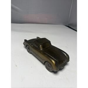 Vtg Brass Finish 1953 Corvette Metal Car Bank Banthrico USA American Bank